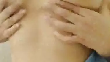 Horny desi girl crushing boobies for her bf